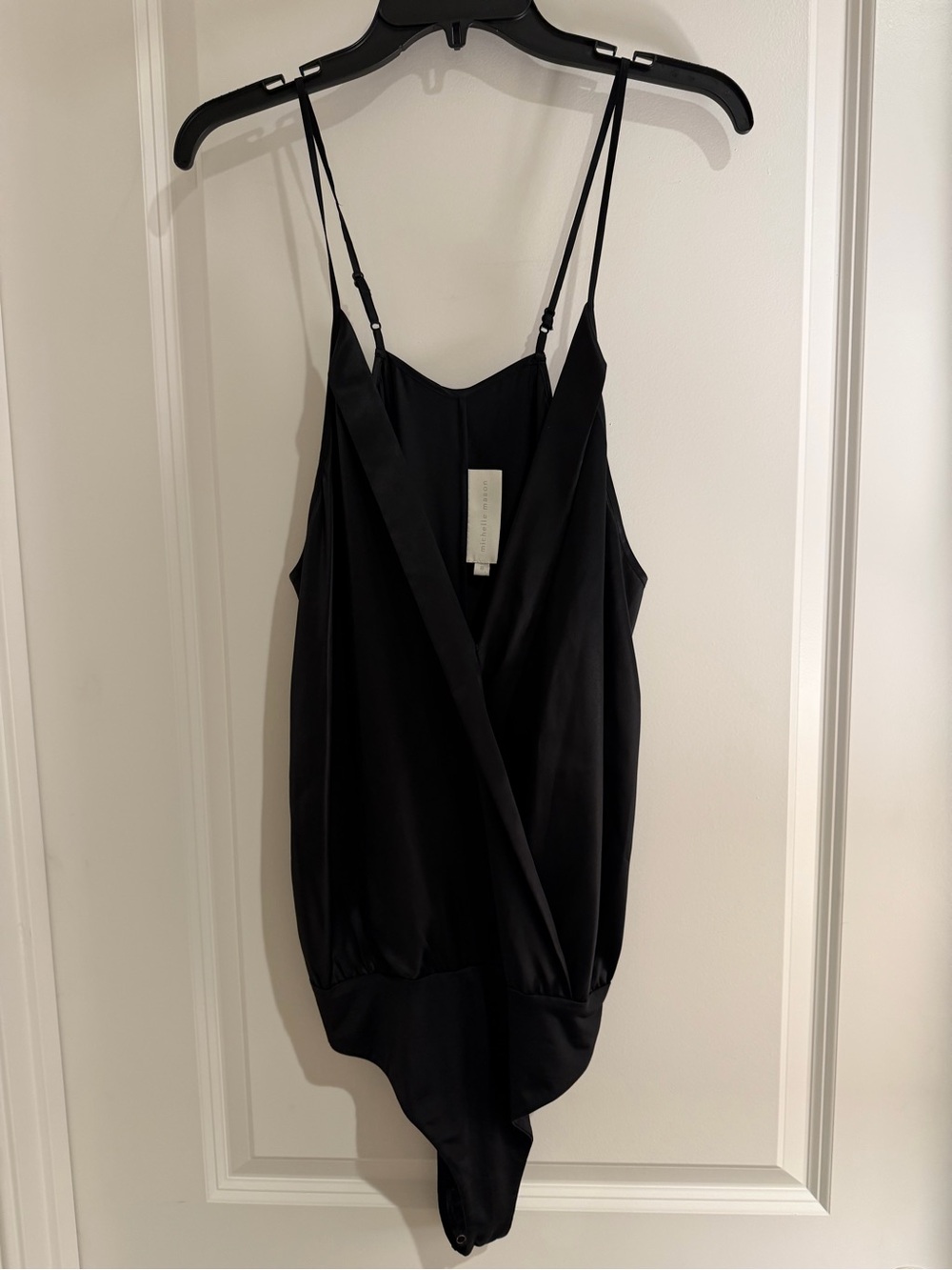 Black Draped V-Neck Camisole Bodysuit - Women